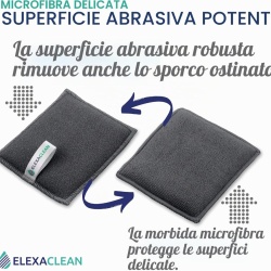 Set 3 Bureți de Vase cu Față Dublă ELEXACLEAN, 10 x 8 cm, Microfibră și Suprafață Abrazivă Anti-Zgârieturi, Lavabili la Mașină, Reutilizabili, Antracit - Img 7
