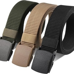 Set 3 Curele Bărbați din Nailon cu Cataramă Plastic, Ajustabile, Fără Metal, Ideale pentru Securitate Aeroport și Activități Outdoor