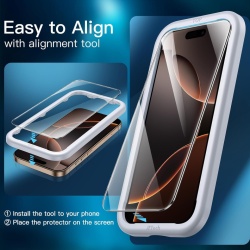 Set 3 Folii Sticlă Securizată JETech pentru iPhone 16 Pro Max 6.9", Duritate 9H, Margini Curbate 2.5D, Aplicator Inclus, Claritate HD - Img 5