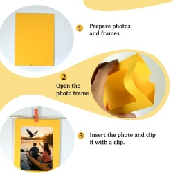 Set 30 Rame Foto din Carton Colorat 10 x 15 cm (4x6 Inch), Fotografii cu 30 Mini Cleme din Lemn și Sfoară de Iută 6 m, Ghirlandă DIY pentru Absolvire, Nunți, Petreceri, Clasă și Decor Casnic, Multicolor - Img 6