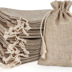 Set 30 Săculeți din Iută Naturală 10 x 15 cm, Săculeți Cadou cu Șnur Textil, Reutilizabili, pentru Bijuterii, Calendar Advent, Proiecte DIY, Nunți și Crăciun