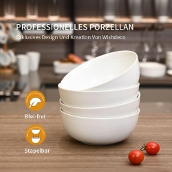 Set 4 boluri pentru mic dejun și cereale Typec Home, capacitate 600 ml, ceramică/porțelan, Alb - Img 4