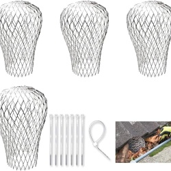 Set 4 bucati, grilaje pentru jgheab, protectii pentru jgheaburi din aluminiu, anti-frunze, metalice extensibile, argintiu