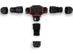 Set 5 conectori electrici etansi tip T pentru cablu exterior Ø3-12 mm, doza ramificatie impermeabila IP68 3 cai, mufa etansa pentru instalatii electrice gradina, iluminat exterior si subteran - Img 2