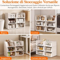 Set 5 Cutii Modulare de Depozitare cu Sertar Lifewit, Capacitate 24L per Unitate, Sistem Suprapozabil Anti-Cădere, Organizator Haine și Dressing, Alb - Img 7