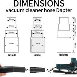 Set 6 Adaptoare Universale pentru Furtun Aspirator , Reductor Conectare Scule Electrice, Diametre 25mm - 42mm, PVC Negru - Img 7