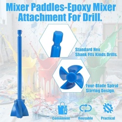 Set 8 palete amestecare din silicon pentru bormașină, tijă hexagonală 1/4", mixer spiralat cu 4 lame pentru rășină epoxidică, vopsea, lacuri și glet - Img 6