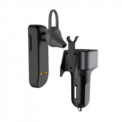 Set auto Dudao 2x încărcător USB 3.4A + casca Bluetooth , negru (R10)