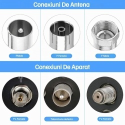 Set de 16 adaptoare coaxiale la priza TV, aliaj de zinc nichelat si cupru, conexiune stabila, pierderi reduse de semnal, montaj rapid, pentru antene TV, satelit, cablu coaxial si dispozitive video - Img 4