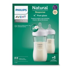Set de 2 biberoane de sticla borosilicata pentru nou-nascuti Philips Avent Natural Response, SCY933/02, 240 ml, tetina debit 3, 1 luna + - Img 5