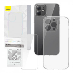 Set husa transparenta si sticla securizata Baseus Corning pentru iPhone 12