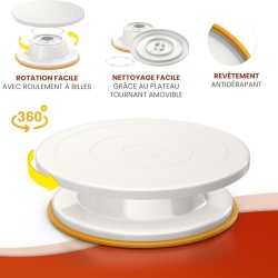 Set Profesional pentru Ornat și Decorat Prăjituri și Torturi 61 Piese cu Platou Rotativ 28 cm, Bază Antiderapantă, Șprițuri din Inox, Poșuri, Spatule și Feliator Tort, Suportă până la 5 kg - Img 7