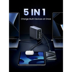 Statie de incarcare Ugreen Nexode 300W, GaN, 4x USB-C, 1x USB-A, cu cablu incarcare inclus, Gri - Img 7