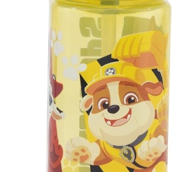 Sticla de apa reutilizabila pentru copii Stor Paw Patrol, 530 ml, pai integrat, forma patrata, plastic fara BPA, Multicolor
