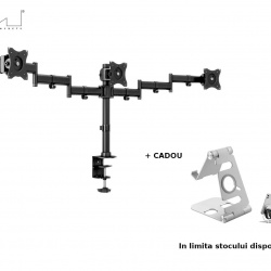 Suport pentru 3 monitoare Multibrackets 3385, 15"- 27", max. 8 kg / monitor, Negru - Img 2