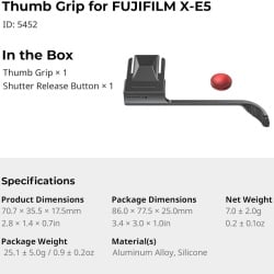 Suport / Priză pentru Degetul Mare SMALLRIG cu Capac pentru Pat Cald și Buton Declanșator pentru FUJIFILM X-E5 (Negru) - 5452 - Img 3