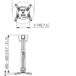 Suport tavan videoproiector Vogel's PPC1540, reglabil, max.20 kg, alb - Img 3