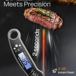 Termometru Digital Profesional pentru Carne și Alimente BESROY, Sondă Pliabilă din Inox Alimentar, Citire Rapidă 2–3s, Ecran LCD Iluminat, Carcasă Rezistentă la Apă, Gri Neutru - Img 9