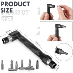 Trusă Completă 14 Piese Typec Home cu Prelungitor Flexibil de Bormașină, Adaptoare Unghiulare 105° și Cheie Tip „L” 90° la 1/4 Inch (6.35 mm), Set Biți Inclus, pentru Șurubelnițe Electrice și Spații Înguste sau Greu Accesibile - Img 4