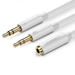 UGREEN AV140 AUX audio splitter casti + microfon la cablu mini jack de 3,5 mm, 28 cm, ABS (alb)