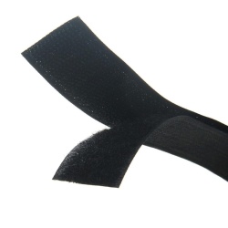 2 x Bandă Textilă cu Scai Tip "Hook and Loop" (Arici) de Cusut, Fără Adeziv pe Spate, Lățime 50 mm x Lungime 1 Metru, Culoare Negru