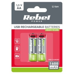 ACUMULATORI LI-ION AA R6 1600MAH USB-C BLISTER 2 REBEL - Img 2