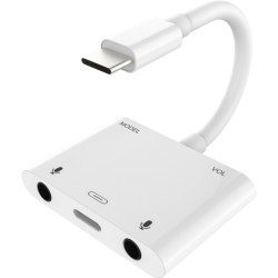 Adaptor 3 in 1 de la USB Type C la 2 x Jack Mama 3,5 mm, Type C