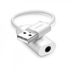 Adaptor audio UGREEN US206 , USB la Mini Jack 3.5mm AUX (White) - Img 2