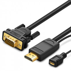 Adaptor Ugreen convertor de imagine HDMI - VGA cu alimentare micro USB 1,5 m negru (MM101)