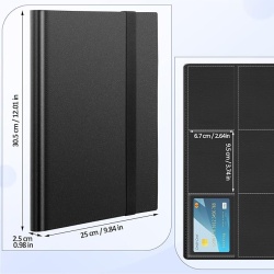 Album carti de colectie, 432 buzunare, 24 file fata-verso, 9 buzunare pe pagina, incarcare laterala (Side-Loading), compatibil Pokemon, Magic The Gathering, Yu-Gi-Oh, Negru - Img 6