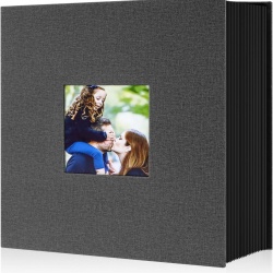 Album Foto de Mare Capacitate 1000 Fotografii 10 x 15 cm, Copertă Textilă din In Elegant, 200 Pagini cu Buzunare Orizontale și Verticale, Fără Acid, Negru
