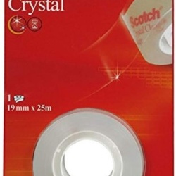 Bandă Adezivă Transparentă Scotch Crystal Clear, 1 Rolă 19 mm x 82 m, Aderență Puternică și Claritate Ridicată, Rezistentă la Îngălbenire, pentru Birou, Ambalare Cadouri și Uz Casnic