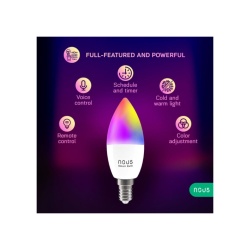 Bec Nous P4 smart Tuya Wi-Fi RGB (dulie E14), compatibil Matter - Img 2