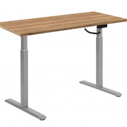 Birou ergonomic electric single motor, inaltime 62-128 cm, blat Stejar Halifax 140x75x3.6 cm, memorie si afisaj digital