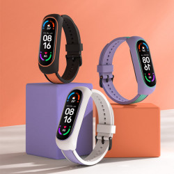 Bratara Dual Color pentru Xiaomi Mi Band 6 / 5 / 4 / 3 white-purple - Img 4