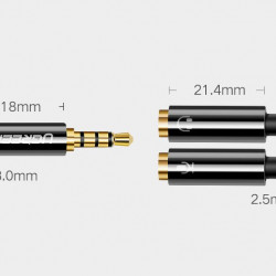 Cablu adaptor AUX Splitter mini jack 3,5 mm cu mufa microfon 20 cm negru (AV141 30620) - Img 2