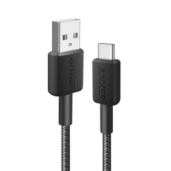 Cablu alimentare si date Anker, USB-A (T) la USB Type-C (T), 1.8m rata transfer 480 Mbps, invelis nylon, braided, Negru, "A81H6G11" - Img 4