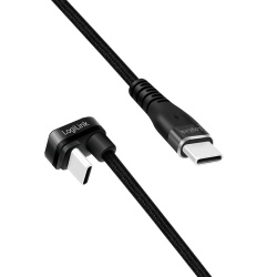 CABLU alimentare si date LOGILINK, pt. smartphone, USB 2.0, USB Type-C (T) la USB Type-C (T) la 180 grade, 1m, 2 x ecranat, aluminiu, negru, "CU0190" (timbru verde 0.08 lei)