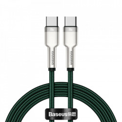 Cablu Baseus Cafule Metal Data USB Type C - USB Type C 100 W (20 V / 5 A) Power Delivery 1 m green (CATJK-C06)