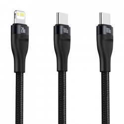 Cablu Baseus Flash Series 2in1 USB Typ C - USB Typ C / Lightning fast charging Power Delivery Quick Charge 100 W 1,2 m black (CA1T2-F01) - Img 3
