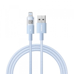 Cablu Date si Incarcare USB-A - Lightning Baseus Display 2, 12W, 2m, Albastru P10382700311-01