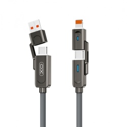 Cablu Date si Incarcare USB-C / USB-A - USB-C / Lightning XO Design NB275 2in1, 60W, 1m, Negru