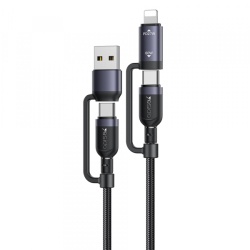 Cablu Date si Incarcare USB-C / USB-A - USB-C / Lightning Yesido CA200, 60W, 1.2m, Negru