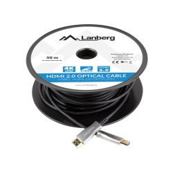 Cablu HDMI 80m prin fibra optica, 4K, Lanberg CA-HDMI-20FB-0800-BK