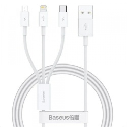 Cablu Incarcare USB-A - Lightning / microUSB / USB-C Baseus, 100W, 1.5m, Alb P10377705213-00