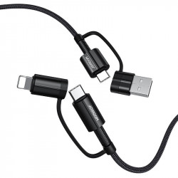 Cablu Joyroom 4in1 multifunction fast charging USB Type C / USB - USB Type C / Lithtning Quick Charge Power Delivery 3 A 60 W 1,8 m black (S-1830G3)