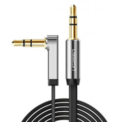Cablu plat in unghi Ugreen Cablu audio AUX 3,5 mm mini mufa 0,5 m negru (AV119 10596)