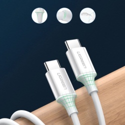 Cablu Ugreen US264 60518 USB-C / USB-C PD QC AFC 1m - alb - Img 2
