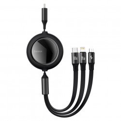 Cablu USB 3in1 Baseus Bright Mirror, USB-C la micro USB / USB-C / Lightning, 100W, 1.2m (black)