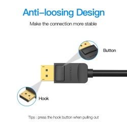 Cablu video Vention, DisplayPort(T) la HDMI(T), 1.5m, rezolutie maxima 1080p la 60 Hz, conectori auriti, cupru, invelis PVC, negru, "HADBG" (timbru verde 0.18lei) - 6922794733336